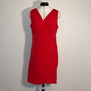 ALFANI MOCK WRAP DRESS RED 12P